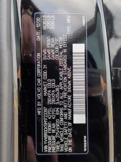 2021 Volvo XC90 Recharge Plug-In Hybrid T8 Inscription Expression 7 Passenger