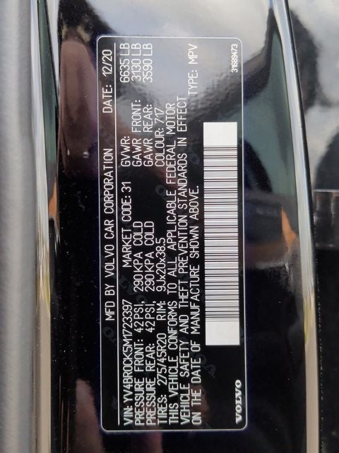 2021 Volvo XC90 Recharge Plug-In Hybrid T8 Inscription Expression 7 Passenger