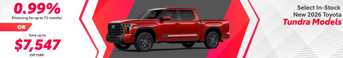 0.99% APR or up to $7,547 off TSRP on Toyota Tundra – Clarksville, TN